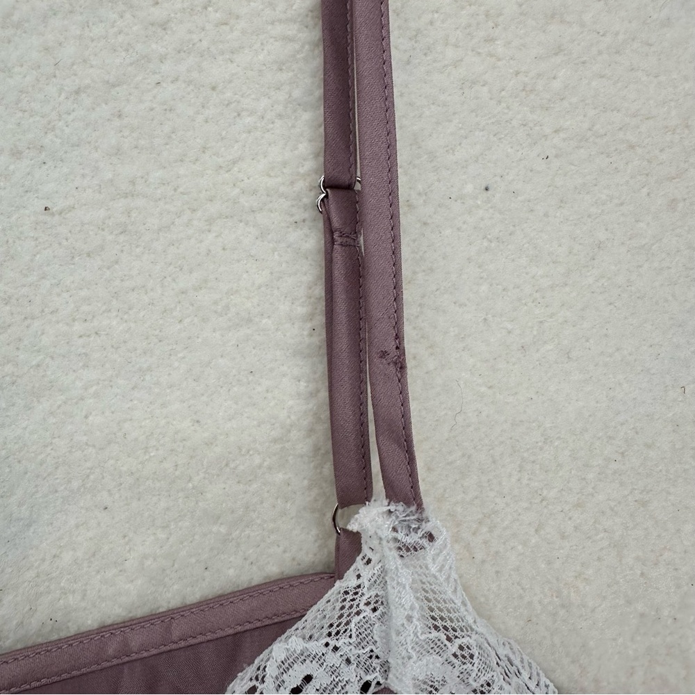 Mauve Satin Lace Camisole Coquette Top - Picture 5 of 5